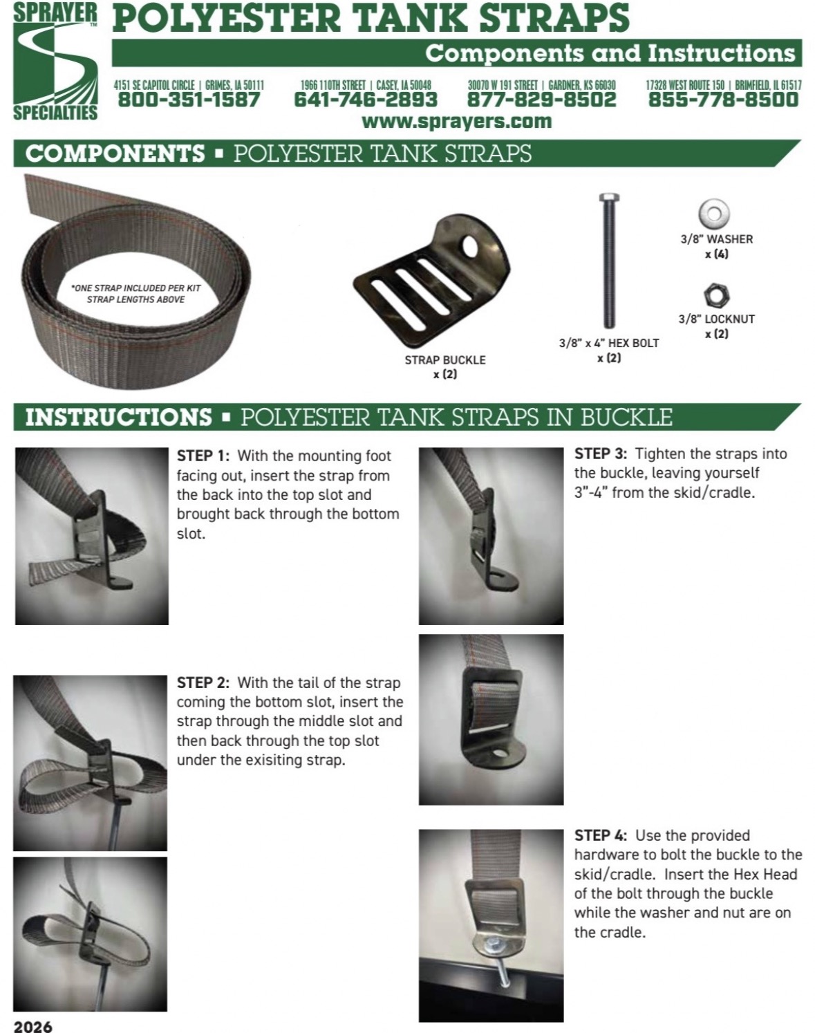 Small Tank Strap Tie Down - 6,000 lb Nylon - 1 Strap