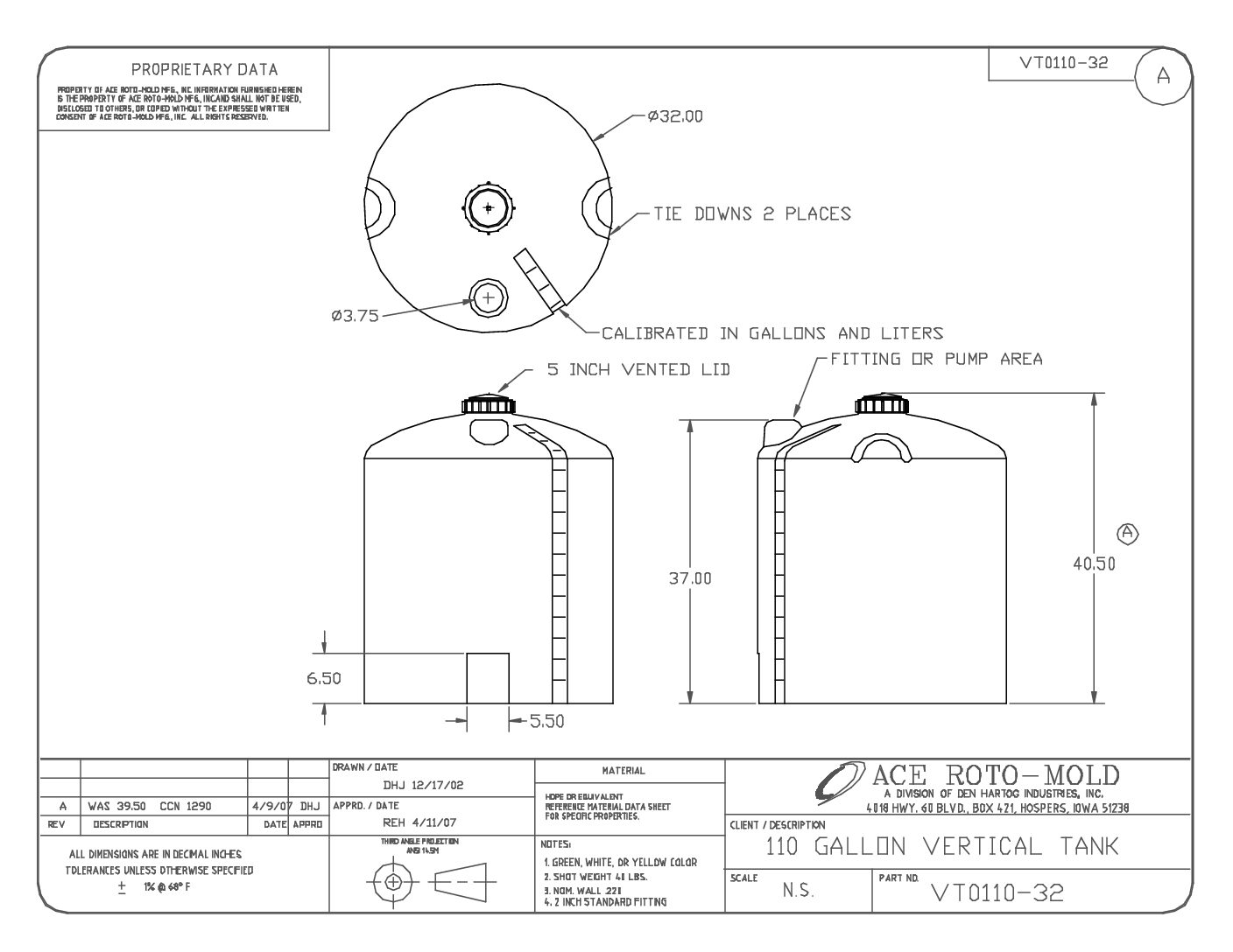 Ace 110 Gallon Vertical Poly Tank