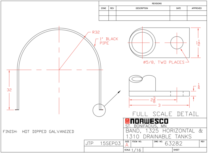 Norwesco 1325 Gallon Leg Tank Tie Down (Call for Quote)