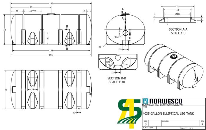Norwesco 4035 Gallon Heavy Duty Elliptical Leg Tank - (CALL FOR QUOTE)