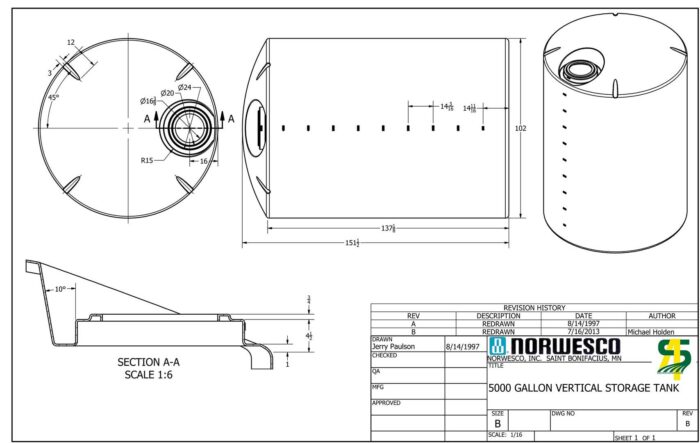Norwesco 5000 Gallon Vertical Tank - (CALL FOR QUOTE)