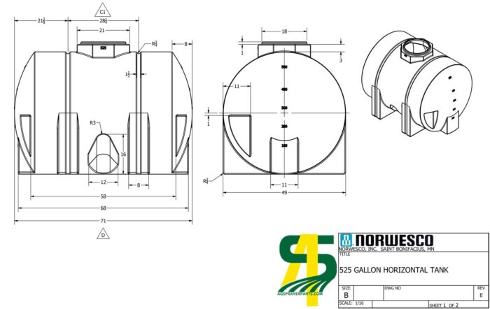 Norwesco 525 Gallon Horizontal Leg Tank (Call for Quote)