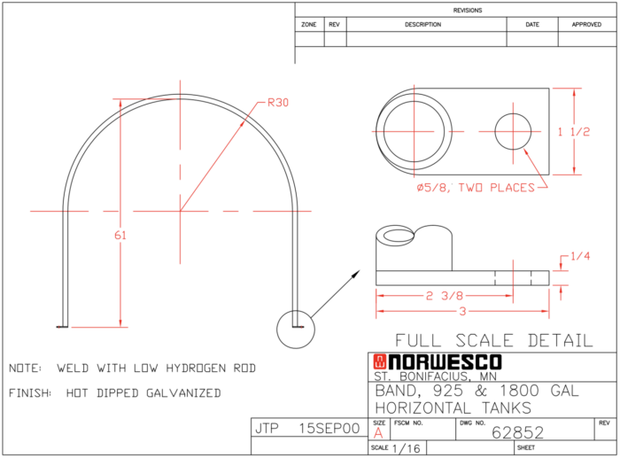 Norwesco 925 Gallon Leg Tank Tie Down (Call for Quote)