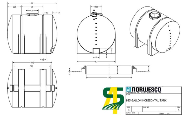 Norwesco 925 Gallon Horizontal Leg Tank (Call for Quote)
