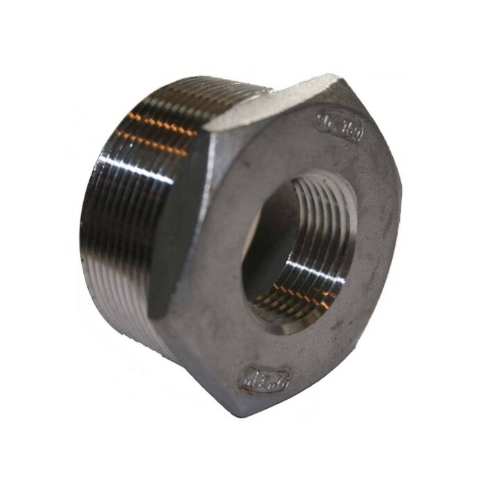 1-1/2" MPT x 1" FPT Reducer Bushing - Stainless Steel