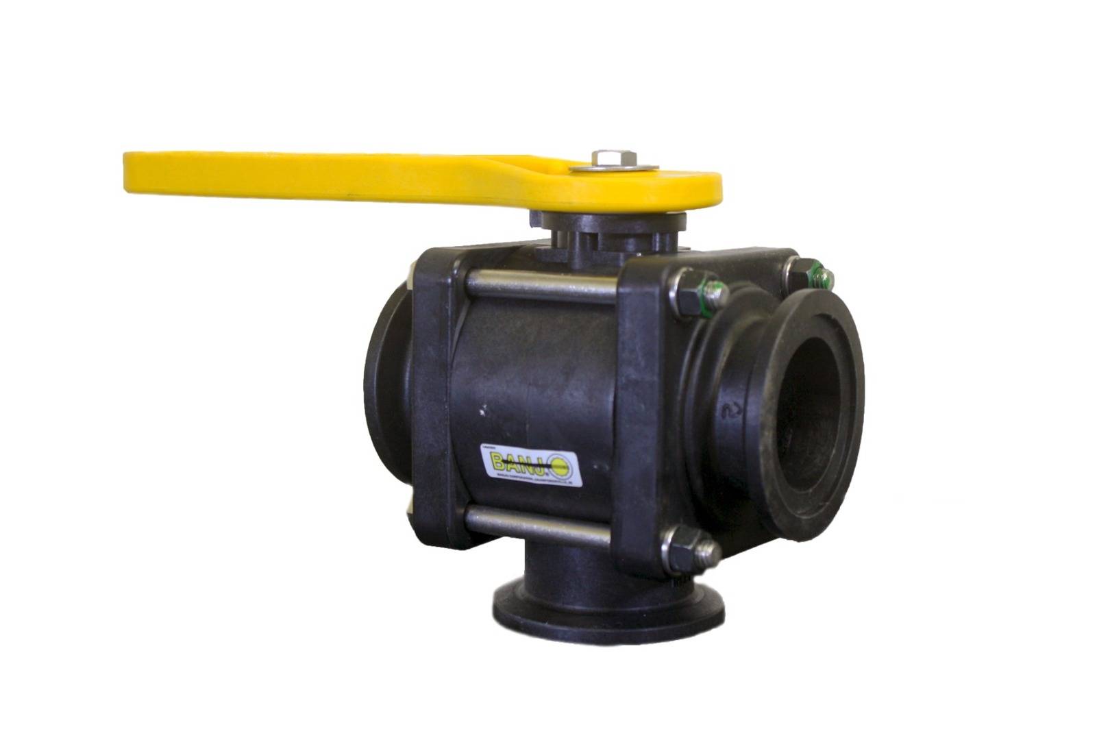 1" (100) Flange Ball Valve - 3-Way - Bottom Load