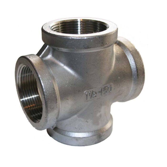 3" Female Pipe Thread Cross - Stainless Steel